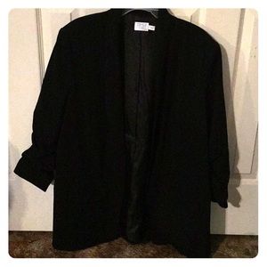Time Tru Black womens blazer with sleeves raised